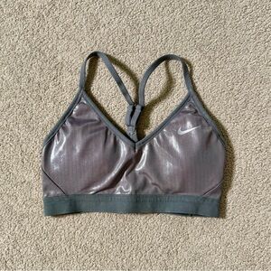 Nike Pro Indy Sports Bra Gray Shimmer, Size Small
